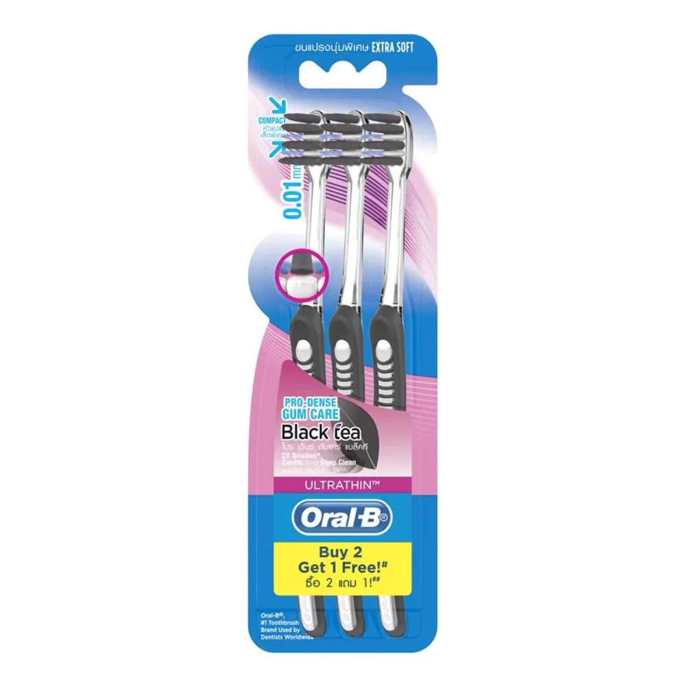 ORAL-B Pro Dense Gum Care Black Tea Extra Soft Toothbrush BUY 2 FREE 1 ...