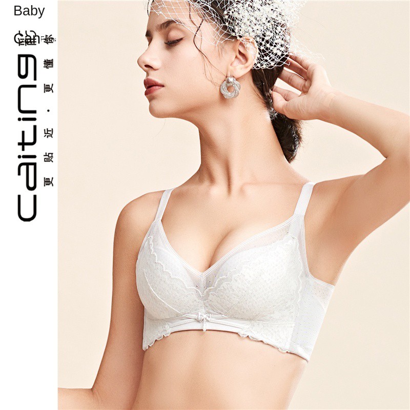 Bras✙Xinjiang cotton Caiting, no steel ring, small chest gathered  underwear, youth collection, comfortable lace bra, sea