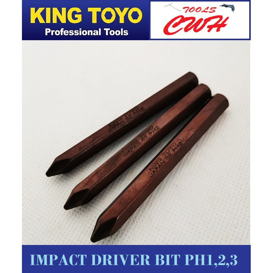 KINGTOYO / PRC TUOSEN 80MM LONG S2 STEEL IMPACT DRIVER BIT FOR MOST OF ...