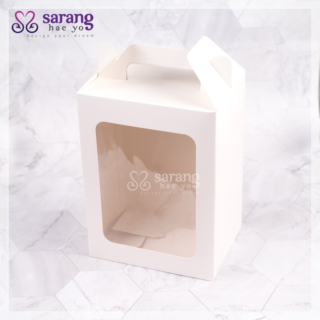 Plain Craft Box with Handle Window Box Kahwin Nikah Tunang Doorgift Box ...