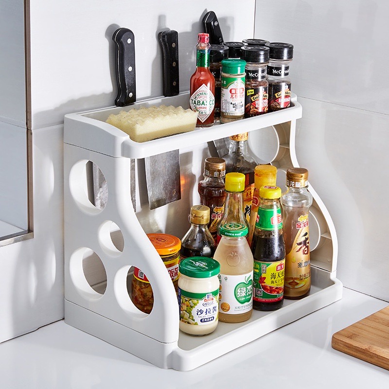 (Zen) Kitchen Spice Rack 2 Stacking Plastic Versatile Shelves Shelves ...
