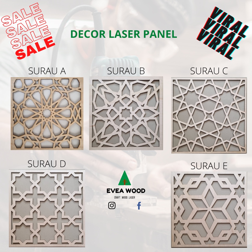 SURAU DECOR LASER PANEL - EVEA WOOD | Shopee Malaysia