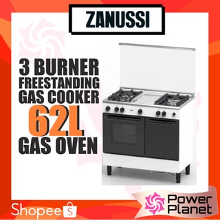 Zanussi ZCG930W 3 Burner Freestanding Gas Cooker (62L Gas Oven