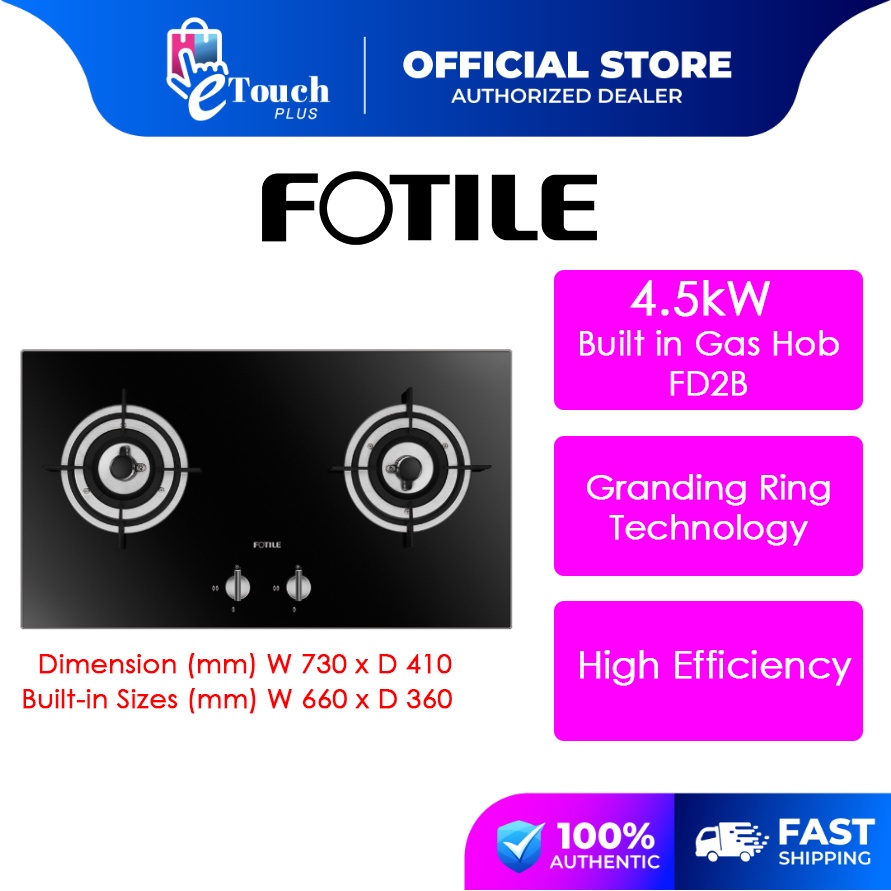 Fotile Built-in 2 Burner Hob With Burn Technology 4.5kW - FD2B | Shopee ...