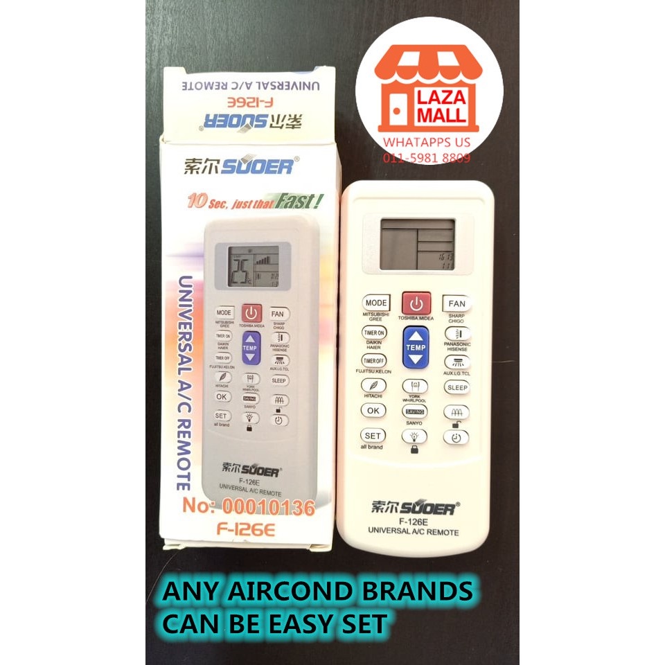【F-126E】 Multi Aircond Remote Control Any Brands universal AIR ...