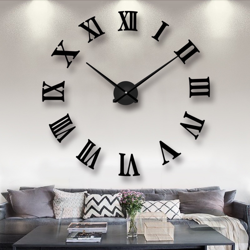 3D Roman Numerals Design DIY Acrylic Mirror Wall Clock / 3D DIY Acrylic ...