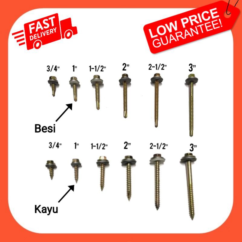 Skru Atap Bumbung Hex Self Drilling Screw Shopee Malaysia