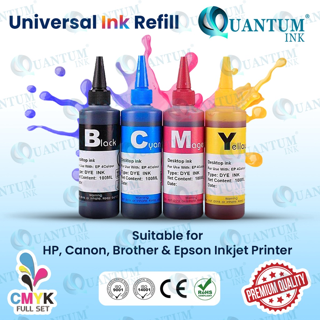 Universal Inkjet Printer Refill Ink 100ml for HP Canon Epson Brother