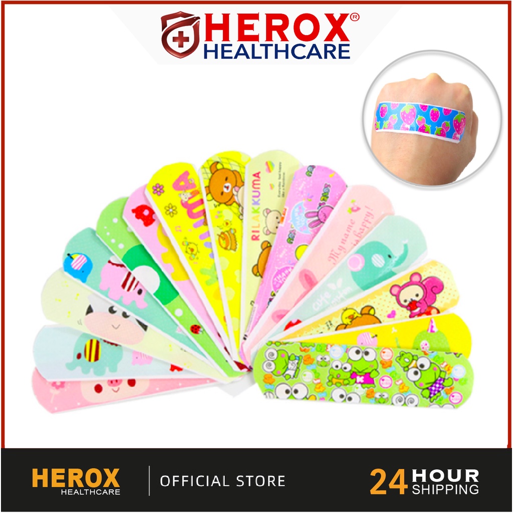 HEROX 100PCS Breathable Elastic Fabric Plaster Wound Care Kartun Cute ...
