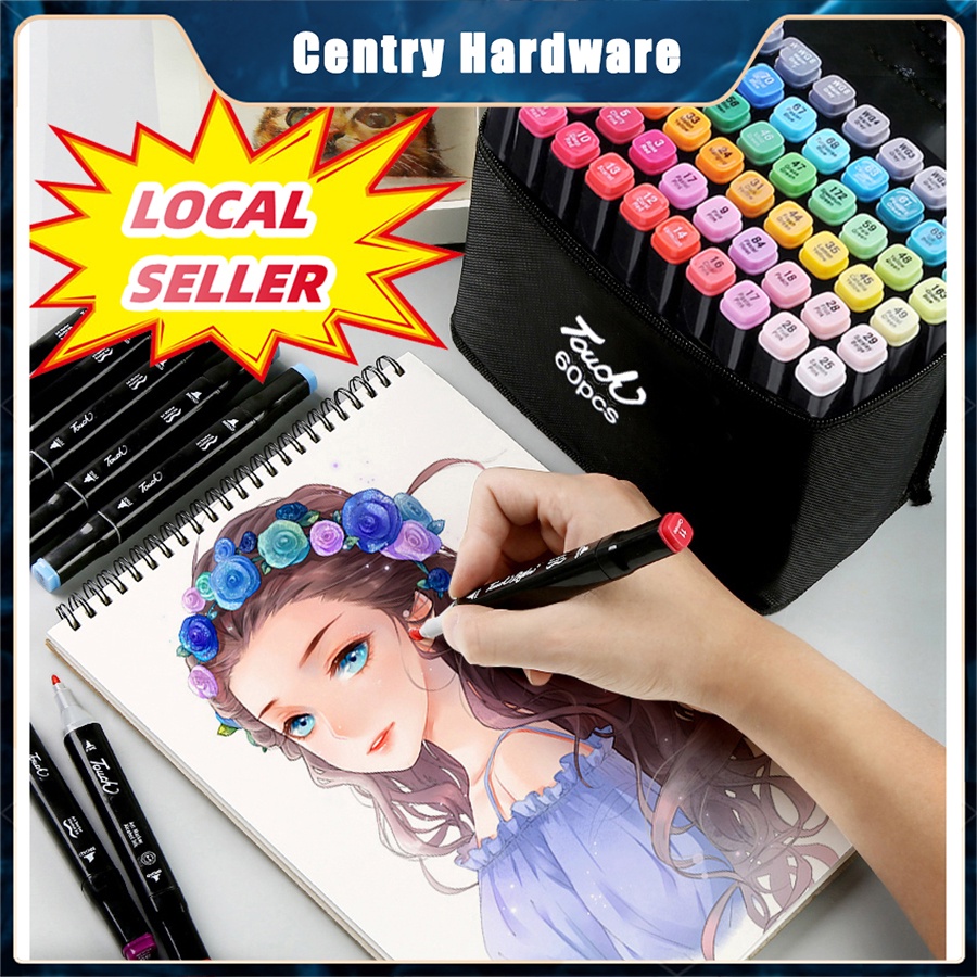 30/60/80pcs Touch Art Markers Brush Pen Warna Drawing Art Supplies ...