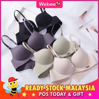 READY STOCK🎁WEBEE Justyle Small Chest Gathered Seamless Wireless women's bra Wire Free tops Female bralette
