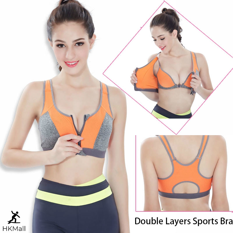 Women Sports Bra Double Layer Front Zipper Shockproof Underwear Running  Vest Gym Workout Running Tops Sportswear Yoga Sport Top