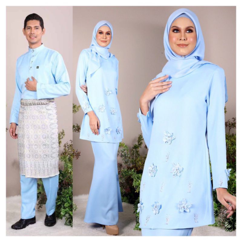 Baju Nikah Tunang Sedondon Kenduri Raya Couple Set Kurung Moden Plussize Baju Melayu 9320