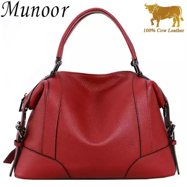 Munoor 100 Genuine Cow Leather Women Tote Bag Large Capacity Top Handle Shoulder Bag Casual Business Soft Women Handbags Shopee Malaysia