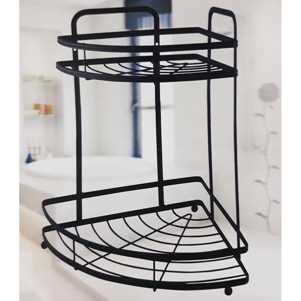 26 CM 2 TIER BLACK STEEL MULTI USAGE CORNER RACK SE3806/2 | Shopee Malaysia