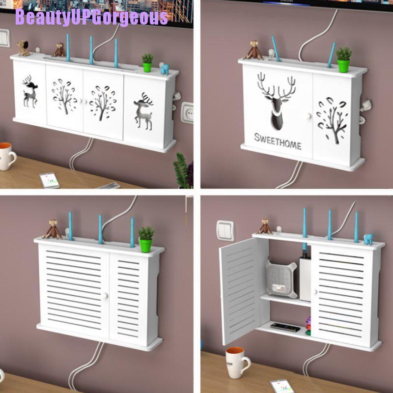 Large Wireless Wifi Router Shelf Storage Boxes Cable
