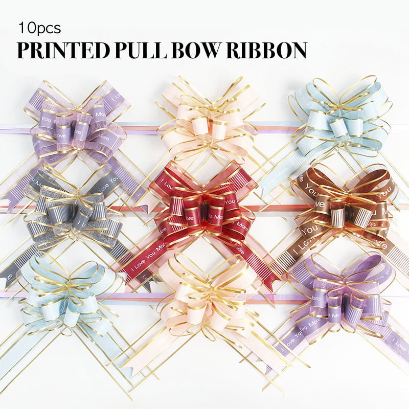 10pcs 50mm I Love You More Handmade Pull Bow Ribbon / Best Wishes Pull ...