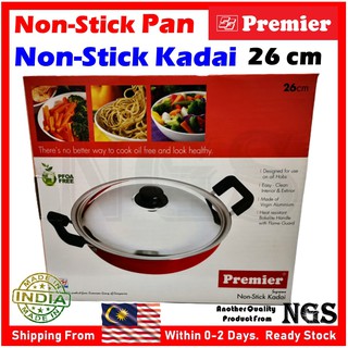 Premier Non Stick Kadai with Stainless Steel lid - Premier Kitchen