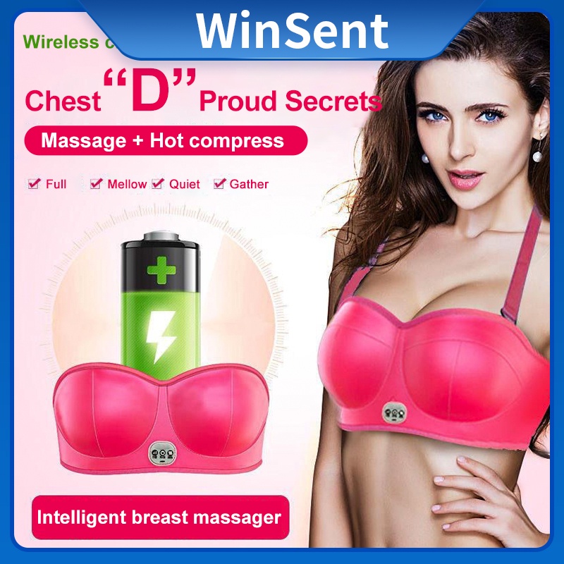 Electric Breast Massager Bra Vibration Breast Heating Massager Rechargeable  Breast Enhancement Device Plug in