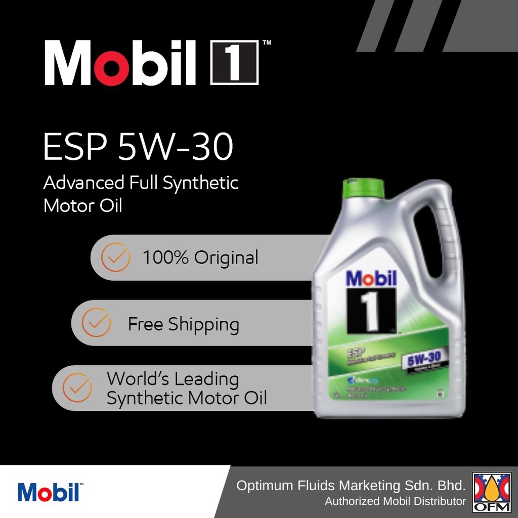 MOBIL 1 ESP EMISSION SYSTEM PROTECTION 5w30 100% SYNTHETIC, LITER