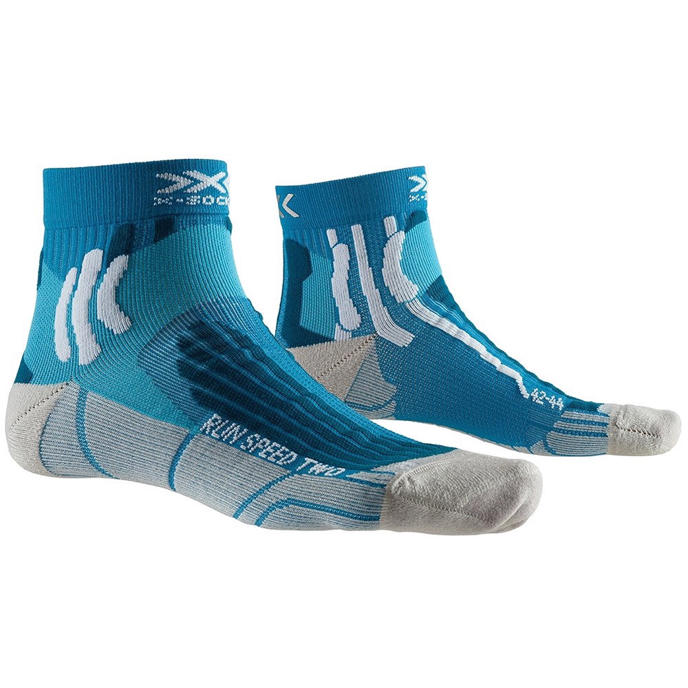 X-Socks Run Speed Two Running Socks Teal Blue Pearl Grey