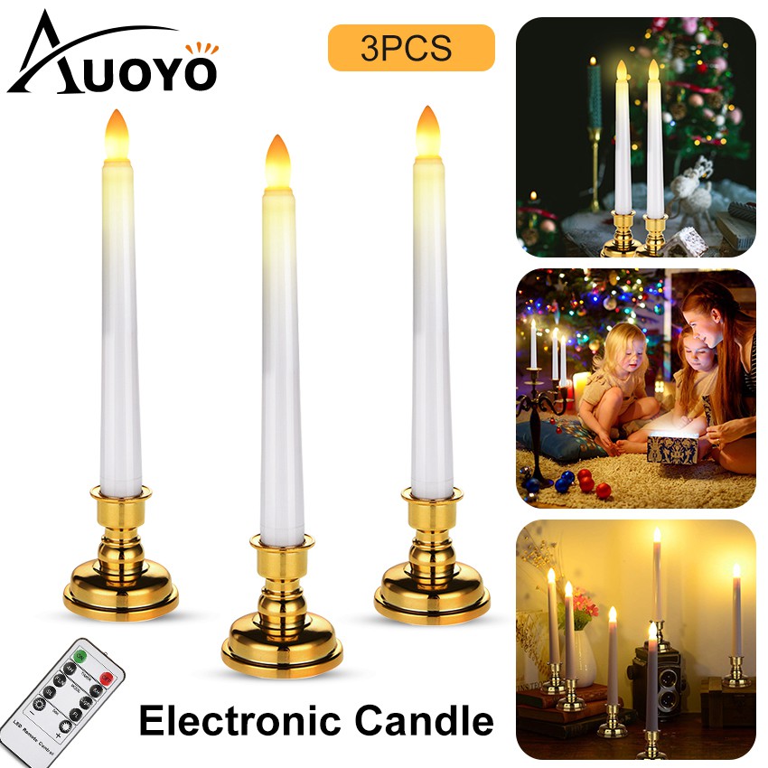Auoyo LED Candles with Timer Remote Flickering LED Candlesticks