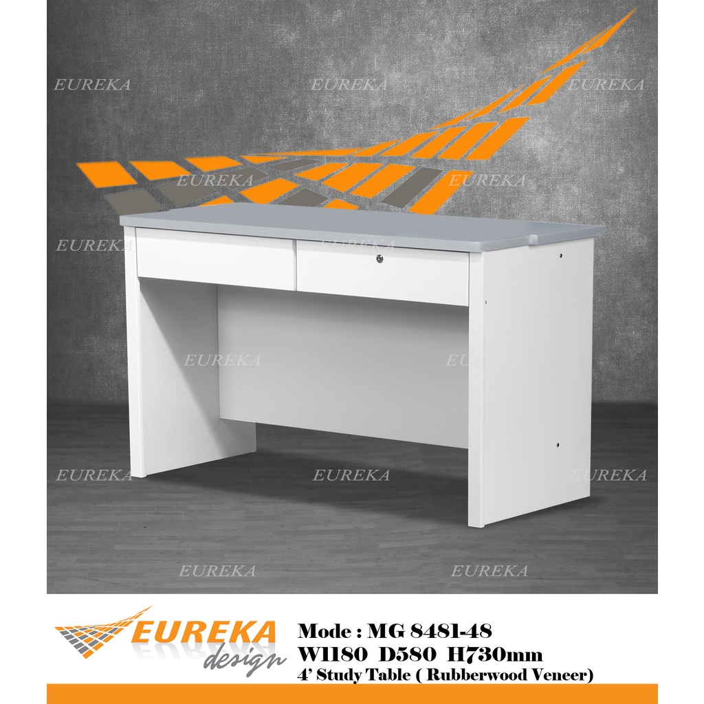 EUREKA 4ft Study Table Drawer Wood Lock / Meja 8481/8482 (Deliver
