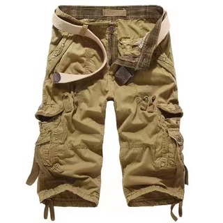 Mens Army Cargo 3/4 Three Quarter Pants Cotton Multi Pockets