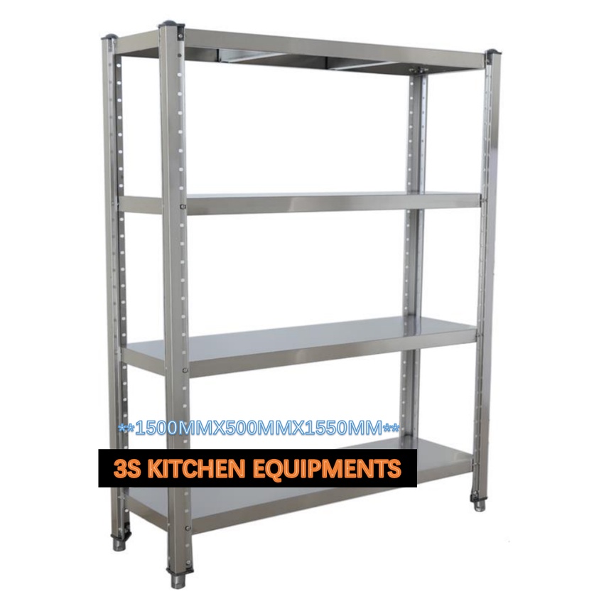 STAINLESS STEEL 4 TIER RACK - ADJUSTABLE**1500MMX500MMX1550MM ...