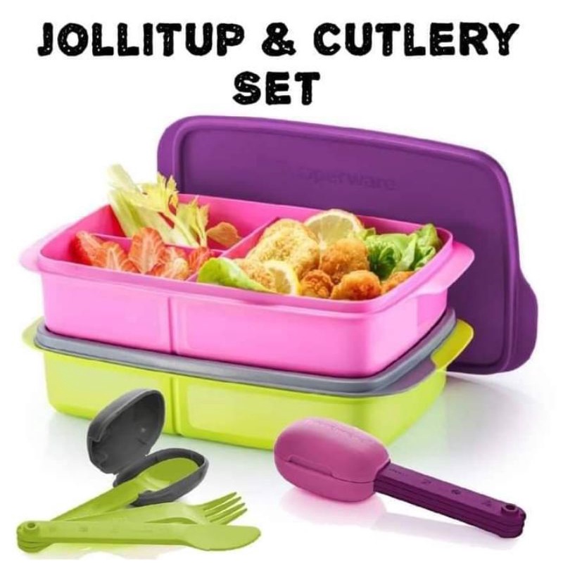 Tupperware -Jollitup & Cutlery Set Lunch Box 1L(1) | Shopee Malaysia