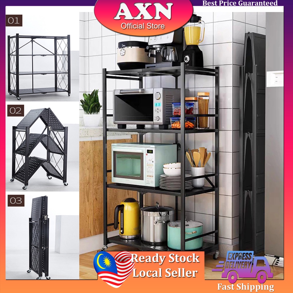 Foldable Rack Mobile Storage Rack Kitchen Organizers Home Storage Rack ...
