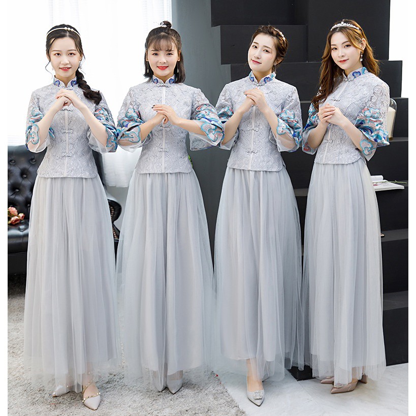 BEAUNIQUE Qipao Traditional Chinese Bridesmaid Costume Gown Wedding Cheongsam Shopee Malaysia