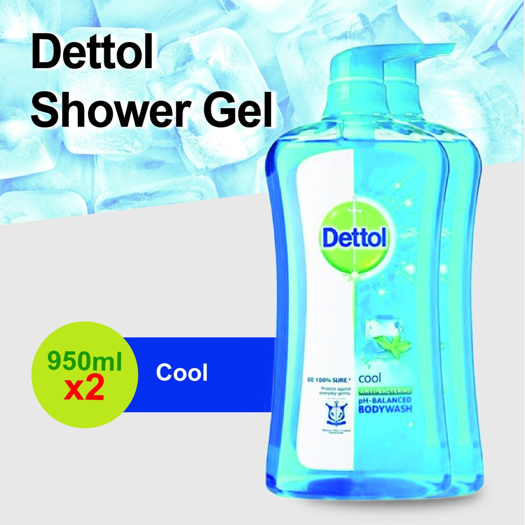 Dettol Shower Gel Cool Antibacterial Twin Pack 950ml X 2 Shopee