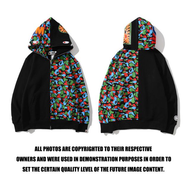 BAPE Hoodie😎shark head camouflage limited edition color matching men ...