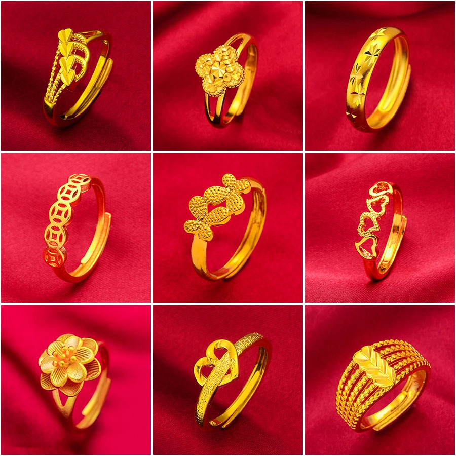 24K Plated Gold Ring Women s Rose Ring Korean Gold Ring Gold Cincin Shopee Malaysia