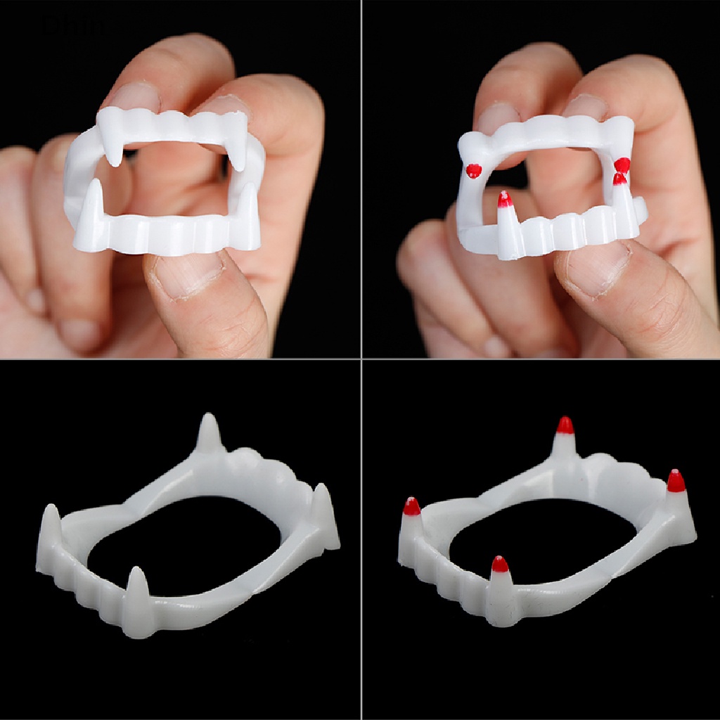 [Dhin] 3pcs vampire fake teeth glow in the dark toy for halloween party ...