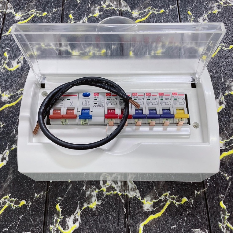 10.5 way single phase DB box complete set + mcb / elcb / wayar cable ...