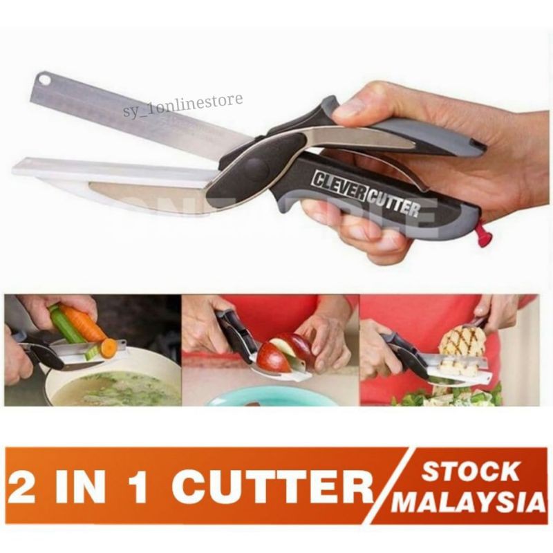 Scissors serbaguna/Clever Cutter 2 In 1 Kitchen Knife & Scissors Smart ...