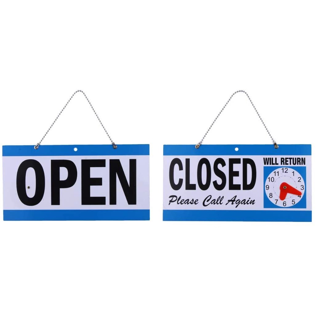 Open close sign Double sided Door window Hanging Business Time Sign ...