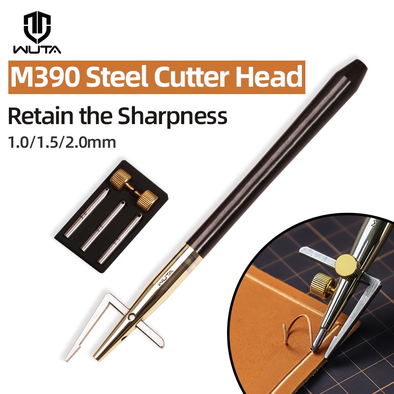 WUTA 3 in 1 Leather Groover Tool Set M390 Steel Head Adjustable Edge ...