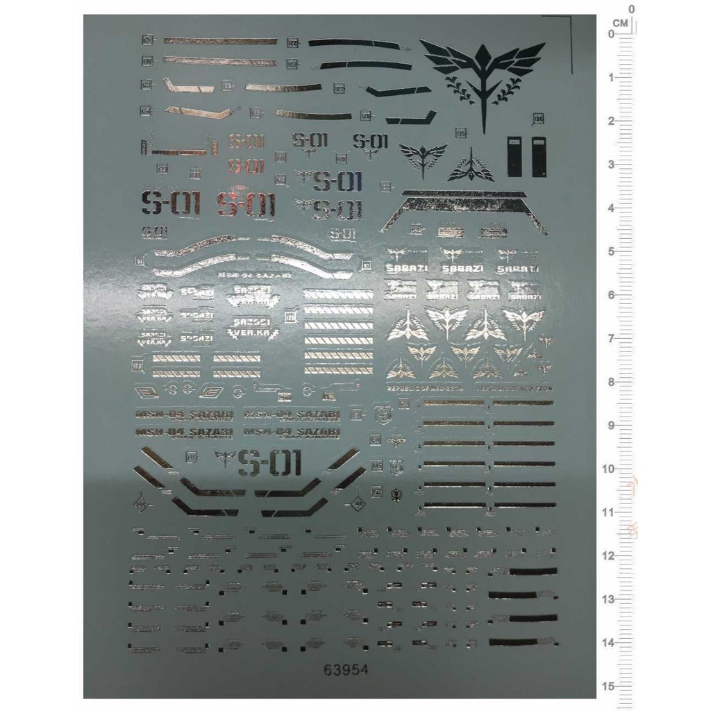 Water Decal Gundam Gunpla Custom MG 1/100 Sazabi Chrome Silver Decal