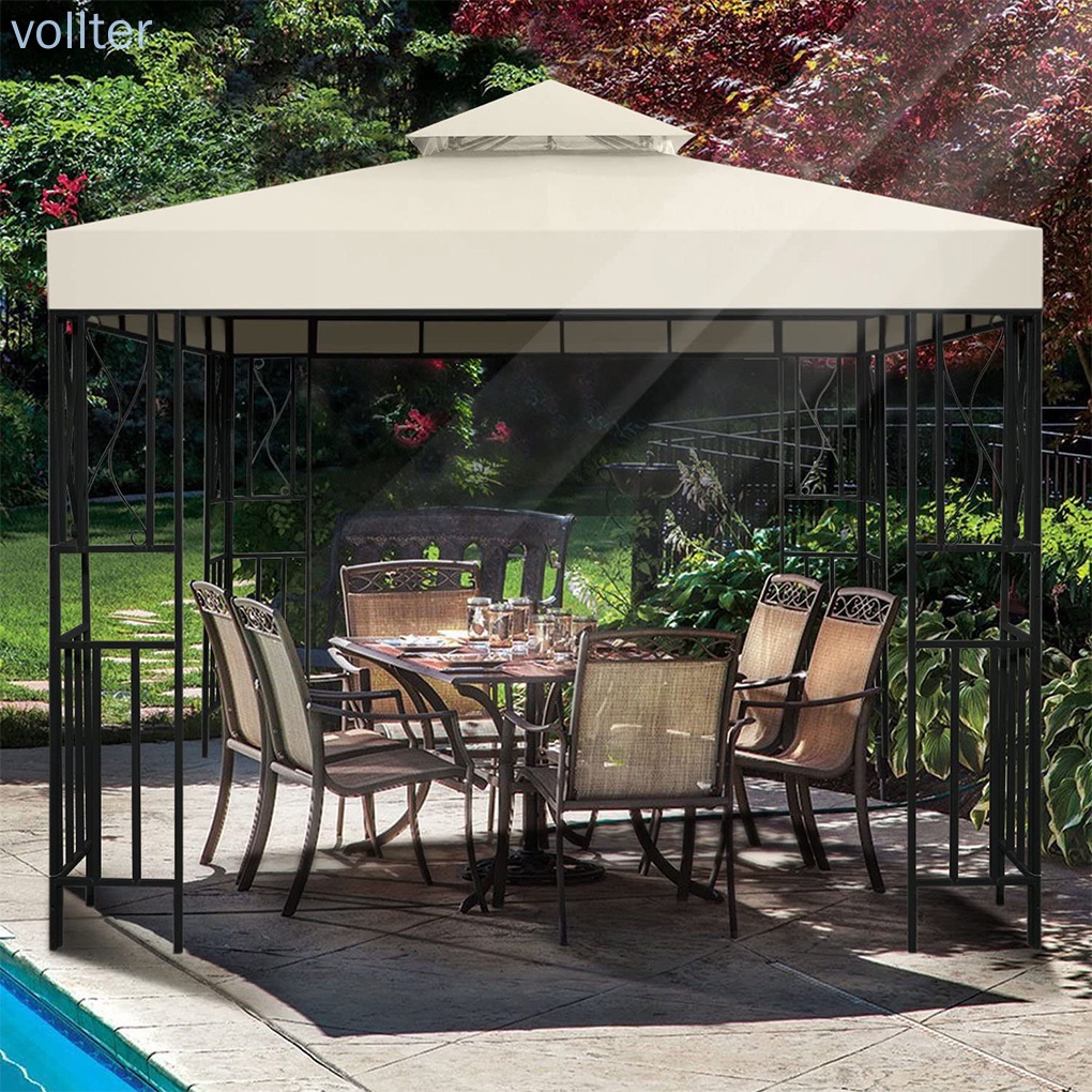 Garden Canopy Top 2Tier Zipper Barbecue Gazebo Cover Waterproof