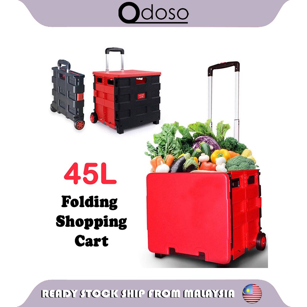 Factory Folding Shopping Cart 45L Trolley With Wheels Load 25KG Fishing ...