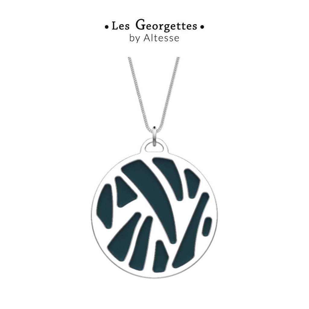 Les Georgettes Perroquet Silver Necklace With Petrol Blue & Rasberry ...