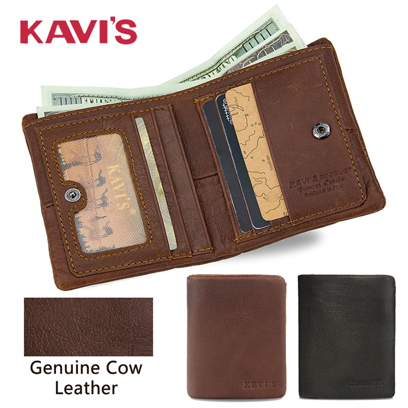 KAVIS Genuine Leather Men's Wallet Multifunctional Multi-Card Simple ...