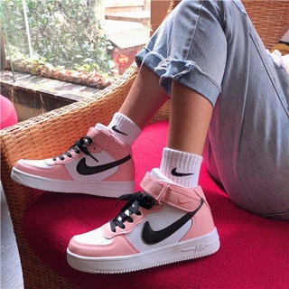 Ready Stock AJ Air Force 1 Ulzzang Women Sneakers High top Shoes Chic Sports White Shoes