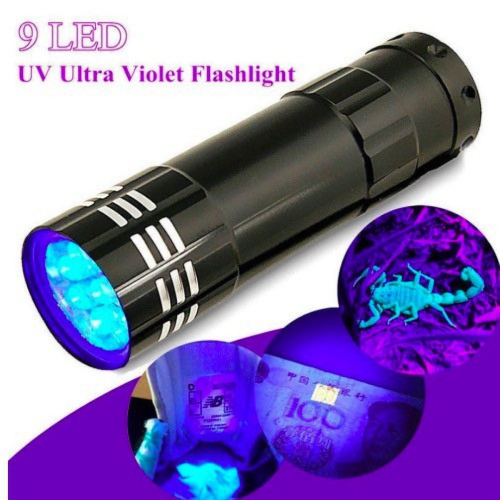 UV Ultraviolet Light 9-LED Money Counterfeit Currency Detector Scanner ...