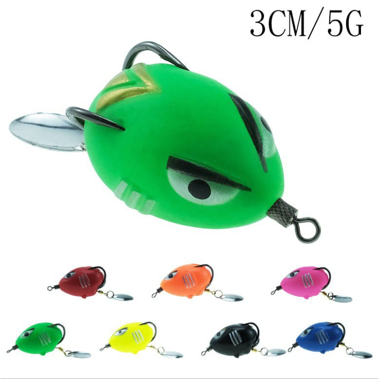 Soft Frog Lure MUSTAD Double Hooks Fishing Bait 3CM/5G Topwater Frog Angry  Birds