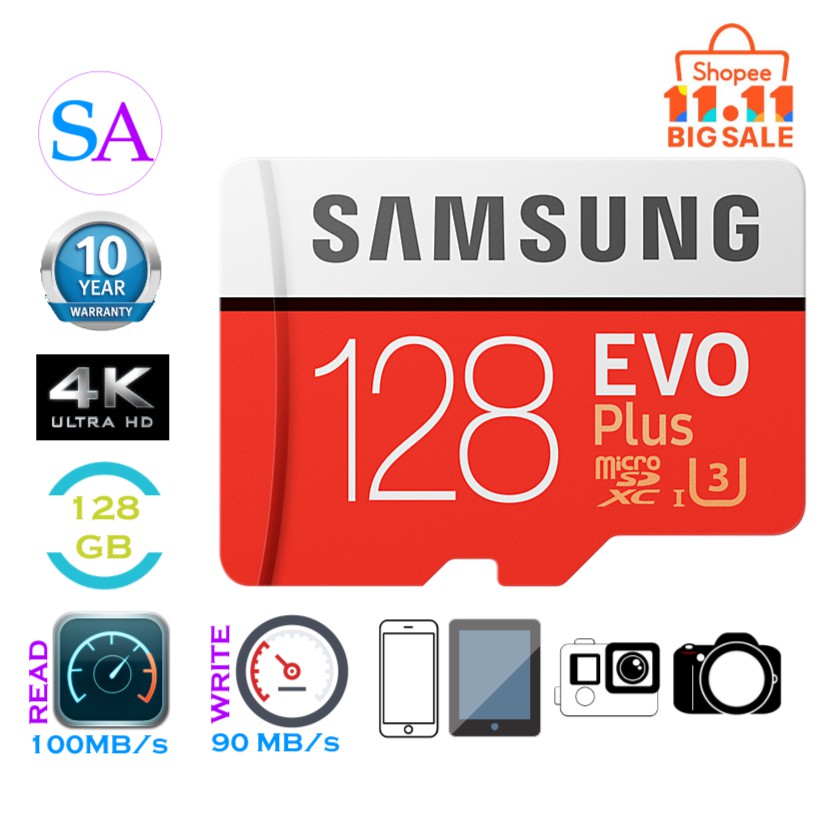 Samsung 128GB EVO Plus Class 10 Micro SDXC with Adapter (MB-MC128GA) 