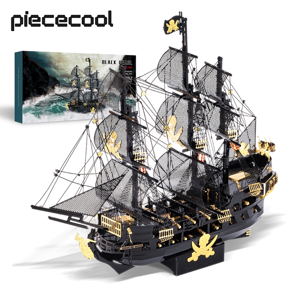 Piececool Black Pearl Pirate Ship 3D Metal Puzzles Model Kits | Shopee ...